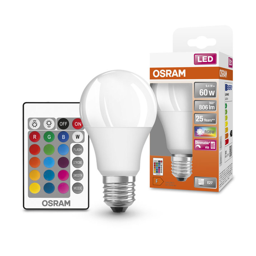 LED КР E27 9W 827LM A60 RGB OSRAM