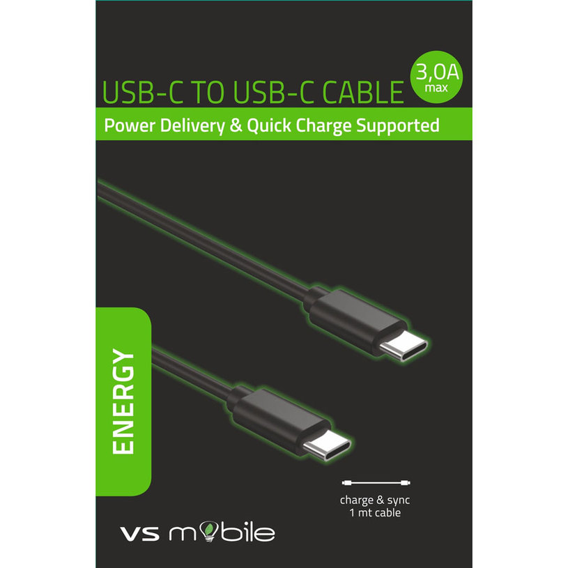 КАБЕЛ USB-C PD/QC 3A, 1 m BLACK КАБЕЛ USB-C PD/QC 3A, 1 m BLACK