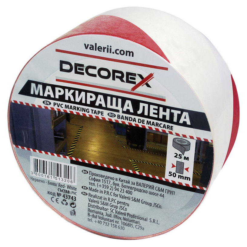 SELF-ADHESIVE SIGNAL TAPE RED-WHITE 25 M DECOREX SELF-ADHESIVE SIGNAL TAPE RED-WHITE 25 M DECOREX