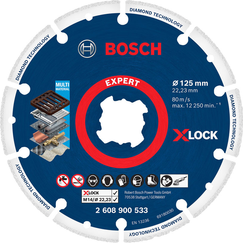 DIAMOND CUTTING DISC ON METAL X-LOCK BOSCH 125x22.23 DIAMOND CUTTING DISC ON METAL X-LOCK BOSCH 125x22.23