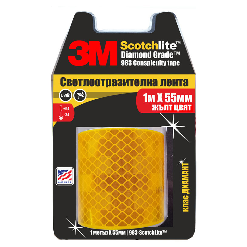 SELF-ADHESIVE YELLOW REFLECTIVE TAPE 3M Diamond Grade 983 1 m / 55 mm SELF-ADHESIVE YELLOW REFLECTIVE TAPE 3M Diamond Grade 983 1 m / 55 mm
