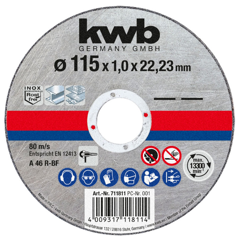 METAL AND STEEL CUTTING DIS KWB 115x1x22.23 METAL AND STEEL CUTTING DIS KWB 115x1x22.23