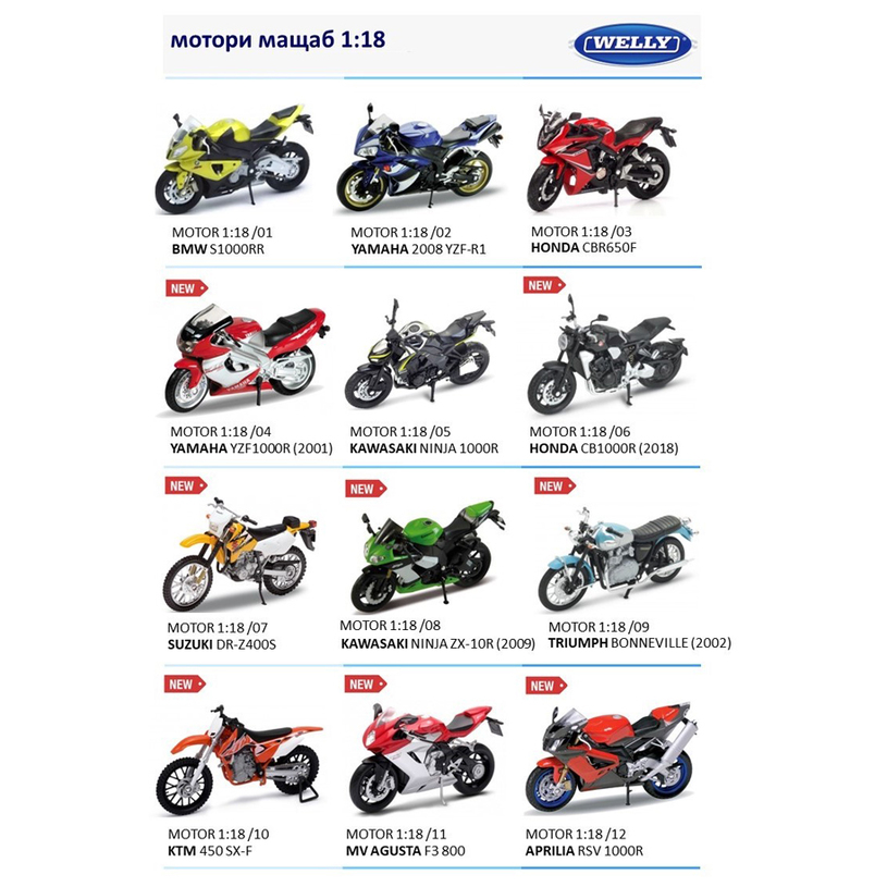 MOTOR WELLY BOX 19660 1:18 ASSORTMENT MOTOR WELLY BOX 19660 1:18 ASSORTMENT