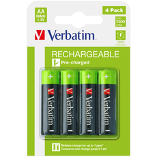 RECHARGEABLE BATTERIES VERBATIM AA X 4/HR6 RECHARGEABLE BATTERIES VERBATIM AA X 4/HR6