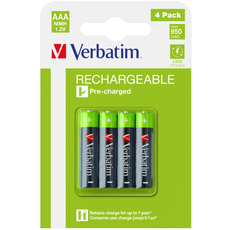 RECHARGEABLE BATTERIES VERBATIM AAA X4/HR3 RECHARGEABLE BATTERIES VERBATIM AAA X4/HR3