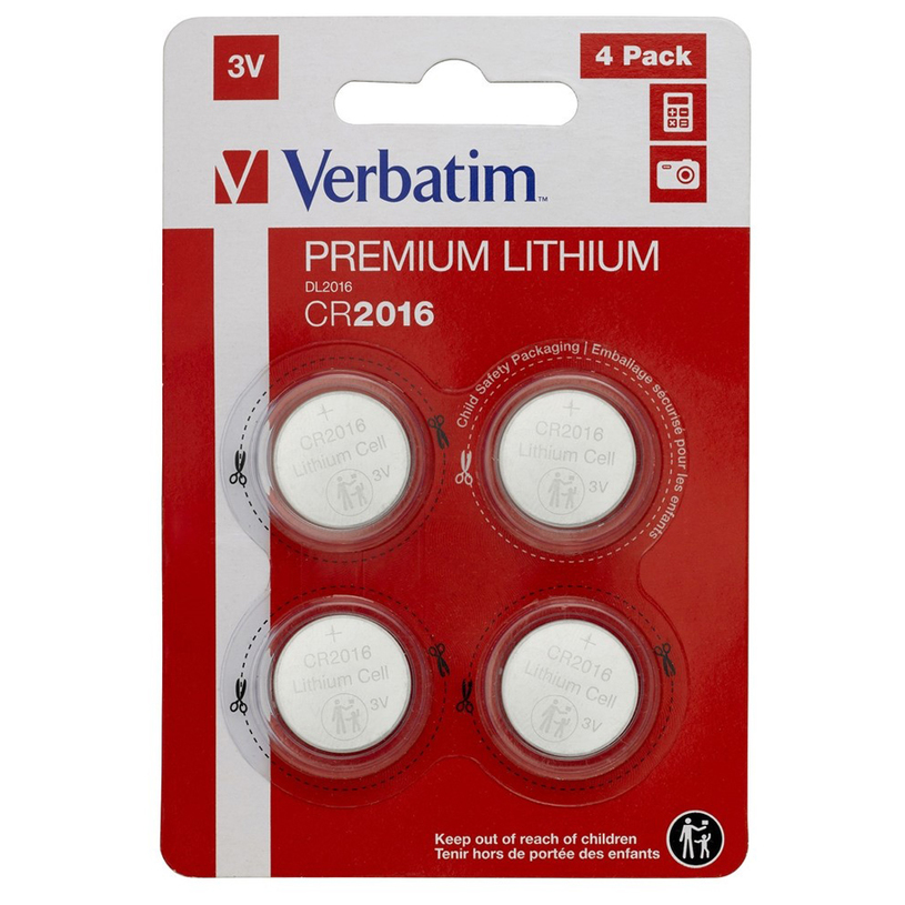 БАТЕРИИ VERBATIM CR2016 3V X 4 БАТЕРИИ VERBATIM CR2016 3V X 4