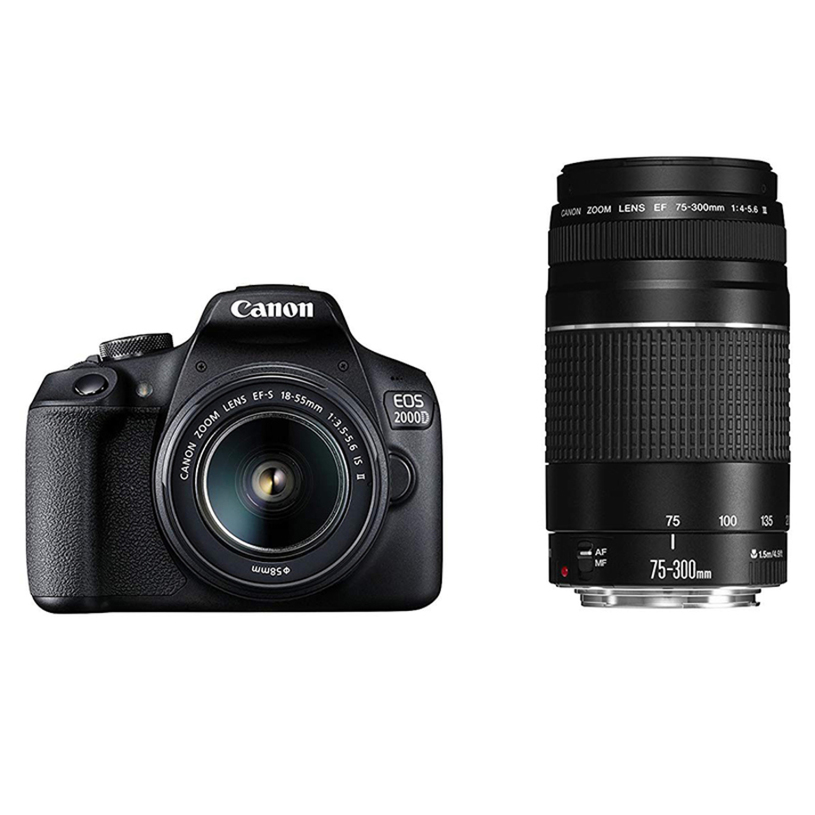 DSLR camera CANON EOS 2000D EF-S 18-55IS+75-300 24.1 MPx, WI-FI DSLR camera CANON EOS 2000D EF-S 18-55IS+75-300 24.1 MPx, WI-FI