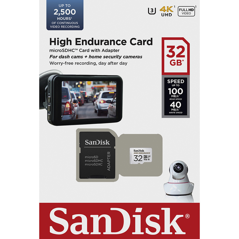 Карта памет SANDISK MICRO SD HIGH ENDURANCE 32GB КЛАС 10 U3 V30 XC-I Карта памет SANDISK MICRO SD HIGH ENDURANCE 32GB КЛАС 10 U3 V30 XC-I