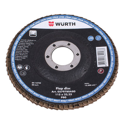 FLAP DISC P80 WURTH 115x22.23 FLAP DISC P80 WURTH 115x22.23