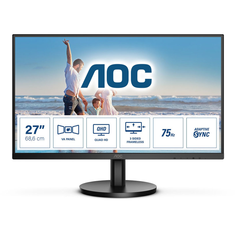 Монитор AOC Q27B3MA 0.233 мм, 178°/178°, VA, 27.0 ", 68.6 см, 2560x1440, 75.00 Hz, 4.00 ms, HDMI, DisplayPort, ЧЕРЕН Монитор AOC Q27B3MA 0.233 мм, 178°/178°, VA, 27.0 ", 68.6 см, 2560x1440, 75.00 Hz, 4.00 ms, HDMI, DisplayPort, ЧЕРЕН