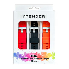 3 КАИШКИ TRENDER SILICONE 22 mm RD/BK/OR 3 КАИШКИ TRENDER SILICONE 22 mm RD/BK/OR