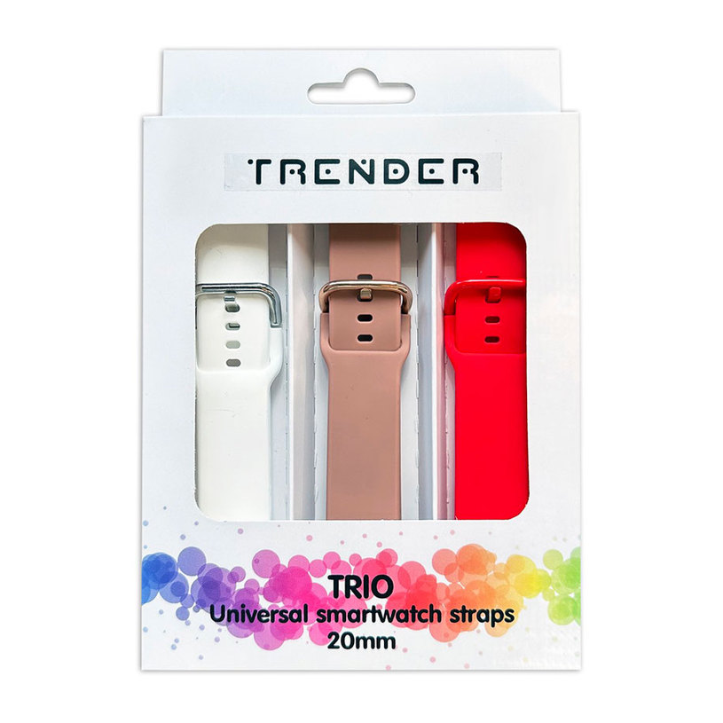 3 КАИШКИ TRENDER SPORT 20 mm WH/PK/RD 3 КАИШКИ TRENDER SPORT 20 mm WH/PK/RD