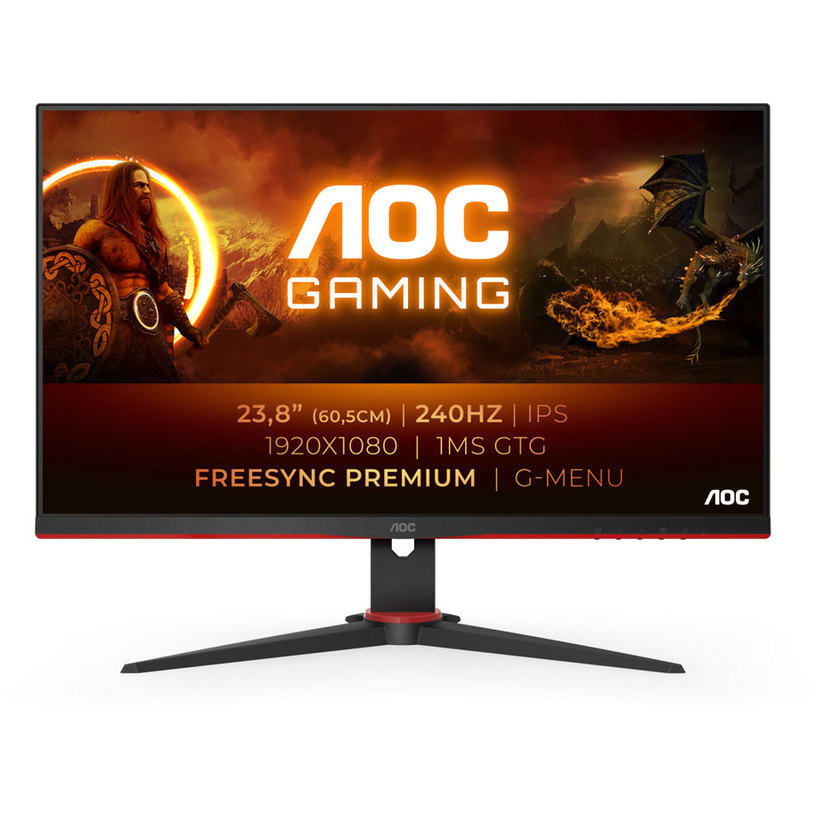 Monitor AOC 24G2ZE/BK 0.275 мм, 178°/178°, IPS, 23.8 ", 60.5 см, 1920x1080, 240.00 Hz, HDMI, DisplayPort, ЧЕРЕН Monitor AOC 24G2ZE/BK 0.275 мм, 178°/178°, IPS, 23.8 ", 60.5 см, 1920x1080, 240.00 Hz, HDMI, DisplayPort, ЧЕРЕН