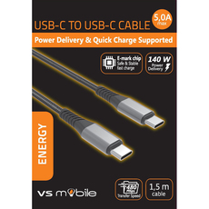 КАБЕЛ USB-C PD 140W, 5A, 1.5 m BLACK КАБЕЛ USB-C PD 140W, 5A, 1.5 m BLACK