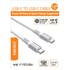 КАБЕЛ USB-C PD 140W, 5A, 1.5 m WHITE КАБЕЛ USB-C PD 140W, 5A, 1.5 m WHITE