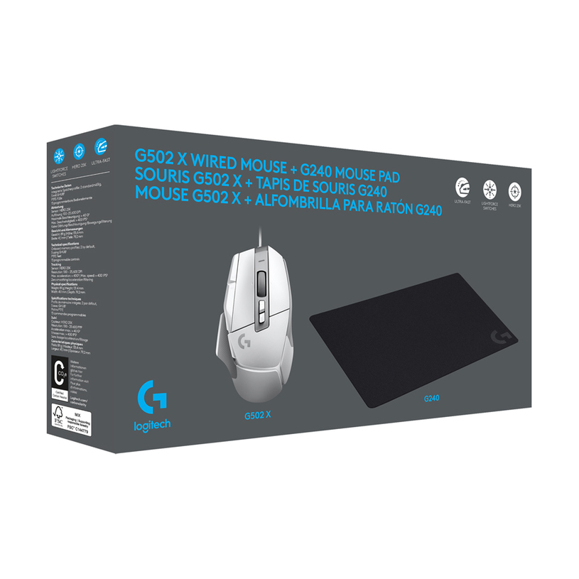 Mouse LOGITECH G502 X WH +Пад G240 991-000490 комплект Mouse LOGITECH G502 X WH +Пад G240 991-000490 комплект