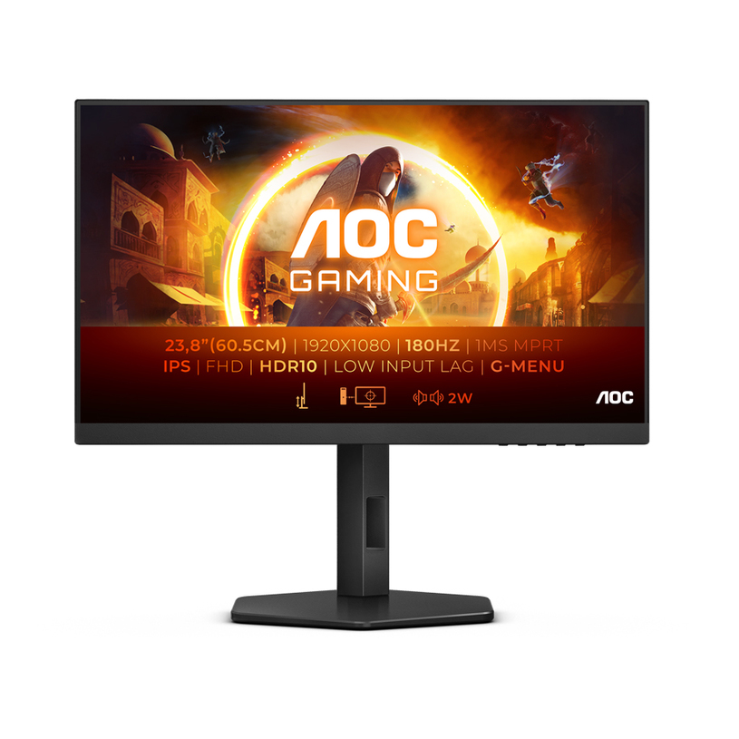 Monitor AOC 24G4X 0.274 мм, 178°/178°, IPS, 23.8 ", 60.5 см, 1920x1080, 180.00 Hz, 1.00 ms, HDMI, DisplayPort, ЧЕРЕН Monitor AOC 24G4X 0.274 мм, 178°/178°, IPS, 23.8 ", 60.5 см, 1920x1080, 180.00 Hz, 1.00 ms, HDMI, DisplayPort, ЧЕРЕН