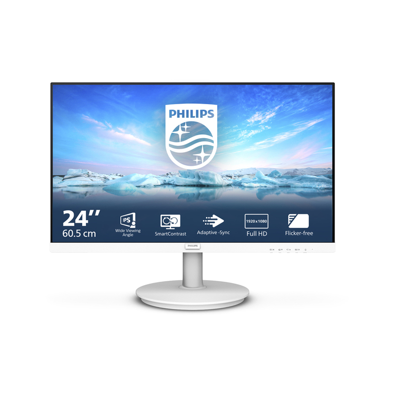 Monitor PHILIPS 241V8AW/00 0.274 мм, 178°/178°, IPS, 23.8 ", 60.5 см, 1920x1080, 75.00 Hz, 4.00 ms, HDMI, WHITE Monitor PHILIPS 241V8AW/00 0.274 мм, 178°/178°, IPS, 23.8 ", 60.5 см, 1920x1080, 75.00 Hz, 4.00 ms, HDMI, WHITE