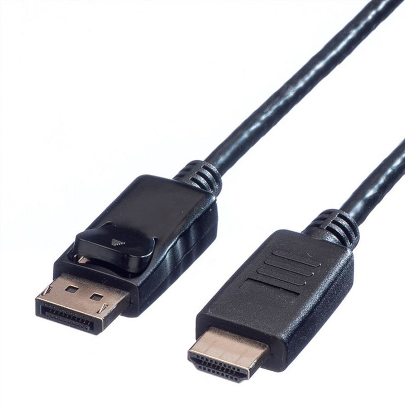 Cable от източник с DisplayPort ROLINE към приемник с HDMI D.Port to HDMI M/M 3 m работи само в тази посока Cable от източник с DisplayPort ROLINE към приемник с HDMI D.Port to HDMI M/M 3 m работи само в тази посока