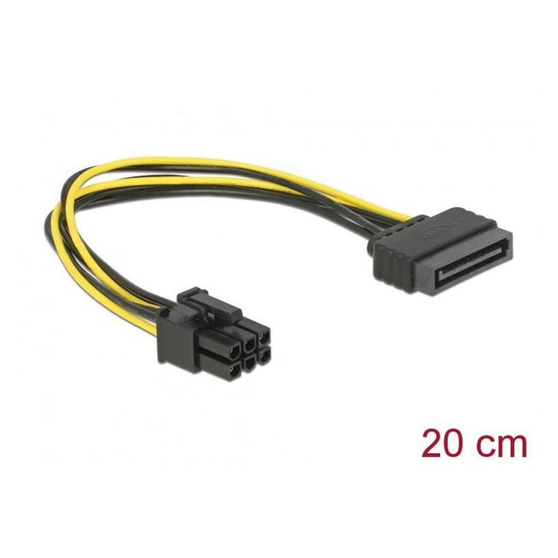 Кабел DELOCK SATA 15PIN TO 6PIN PCIE 82924 Кабел DELOCK SATA 15PIN TO 6PIN PCIE 82924