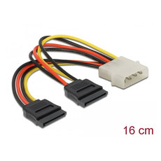 Cable DELOCK MOLEX 4PIN TO 2X SATA 15PIN Cable DELOCK MOLEX 4PIN TO 2X SATA 15PIN
