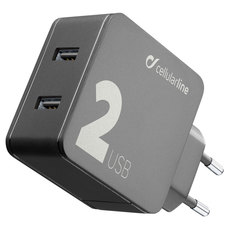 ЗАРЯДНО 220V 24W 2X12W USB-A BLACK ЗАРЯДНО 220V 24W 2X12W USB-A BLACK