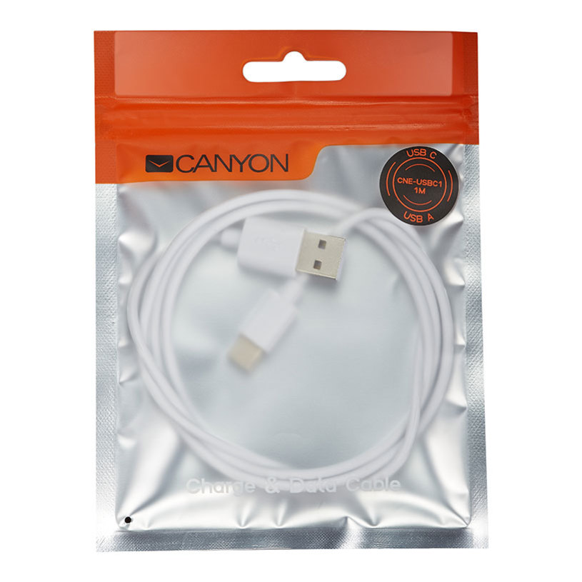 КАБЕЛ CANYON TYPE-C CNE-USBC1W 1 m КАБЕЛ CANYON TYPE-C CNE-USBC1W 1 m