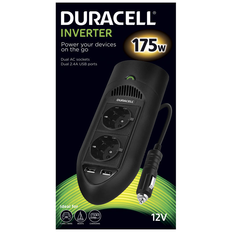 Авто инвертор 12V/~230V - Зарядно устройство за лаптоп DURACELL DRINV15-EU USB Авто инвертор 12V/~230V - Зарядно устройство за лаптоп DURACELL DRINV15-EU USB