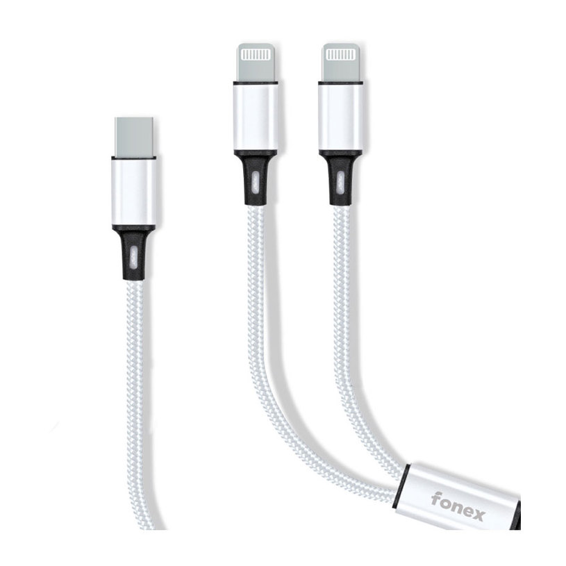КАБЕЛ FONEX USB-C 2x LIGHTNING 20W 1m WH КАБЕЛ FONEX USB-C 2x LIGHTNING 20W 1m WH