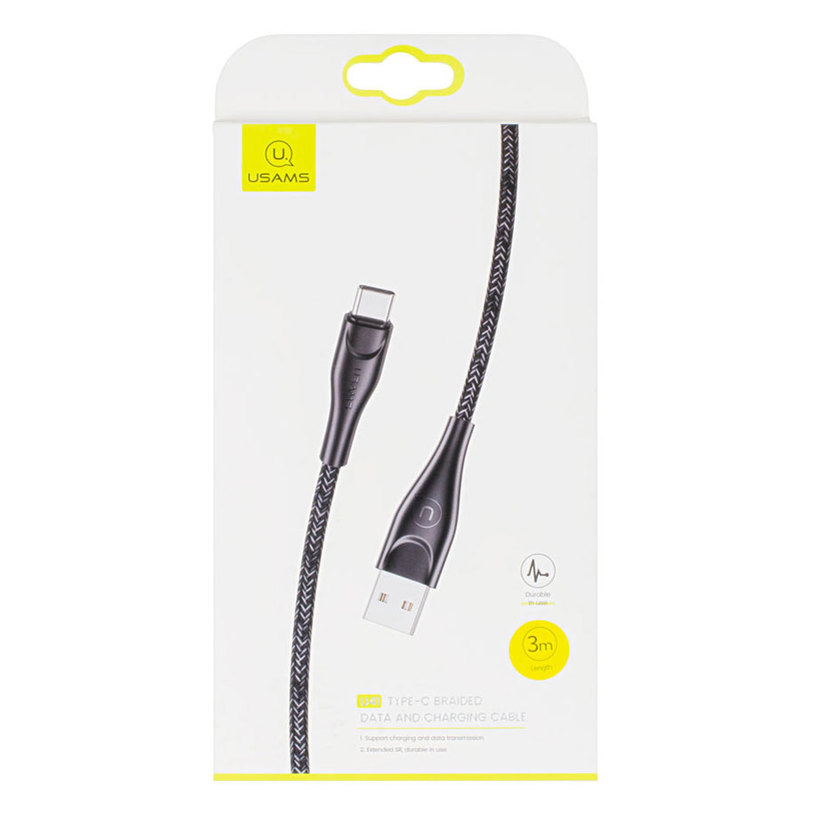 КАБЕЛ USAMS TYPE-C 3M SJ398USB01 BLACK КАБЕЛ USAMS TYPE-C 3M SJ398USB01 BLACK