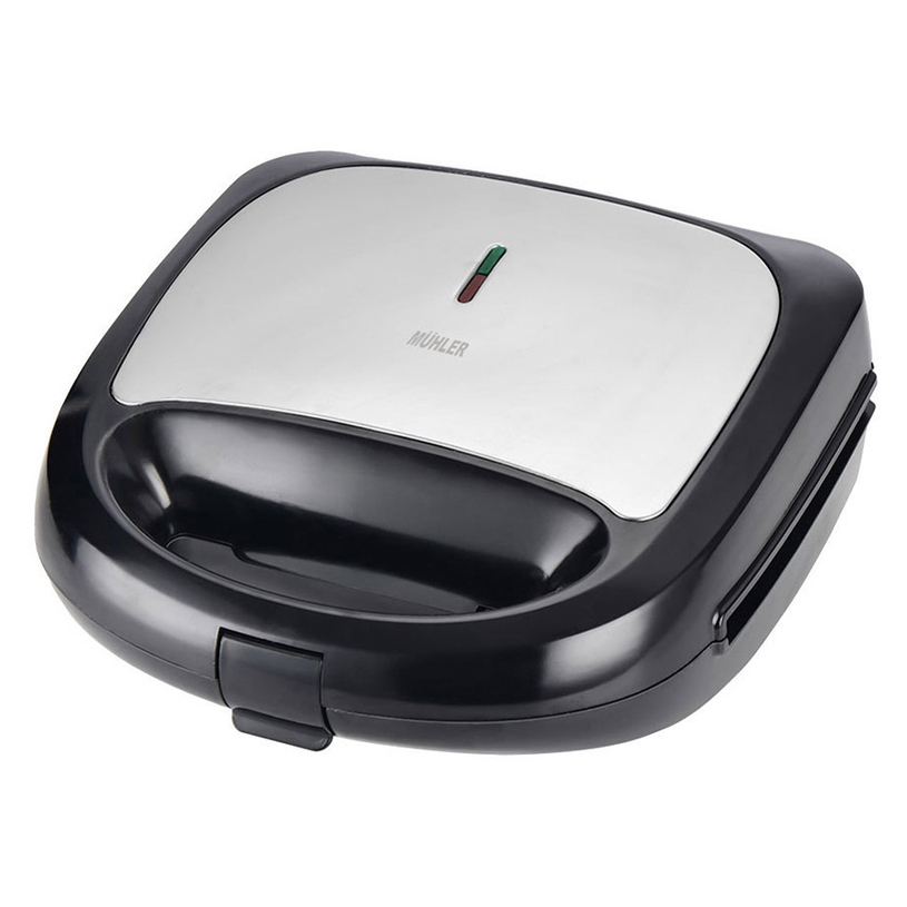 Muhler MH-899D 2-in-1 Sandwich Maker, 750 W, Interchangeable Grill and Belgian Waffle Plates, Black/Grey