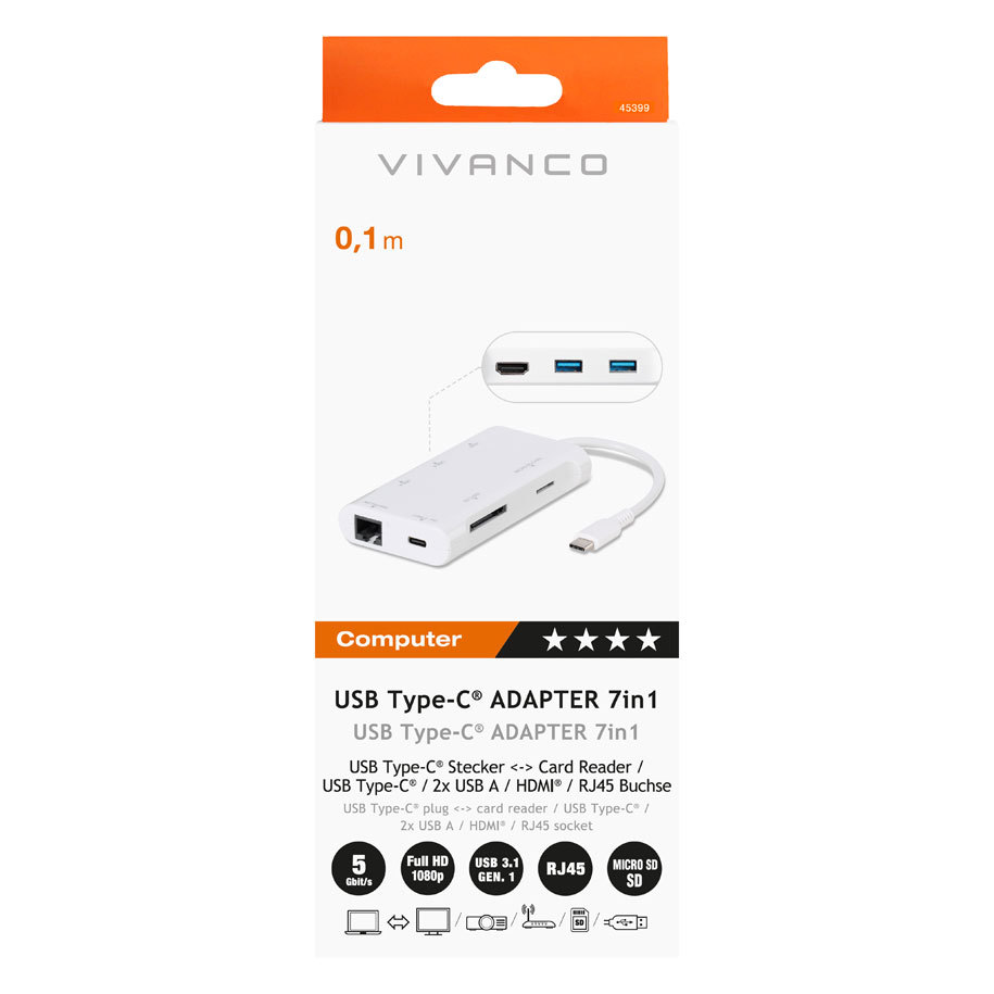 Wired networking with a Gigabit RJ45 port