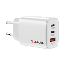 Зарядно устройство за лаптоп VERBATIM Essentials GaN 65W White 2 x USB-C PD 3.0 +USB-A QC 3.0 Зарядно устройство за лаптоп VERBATIM Essentials GaN 65W White 2 x USB-C PD 3.0 +USB-A QC 3.0