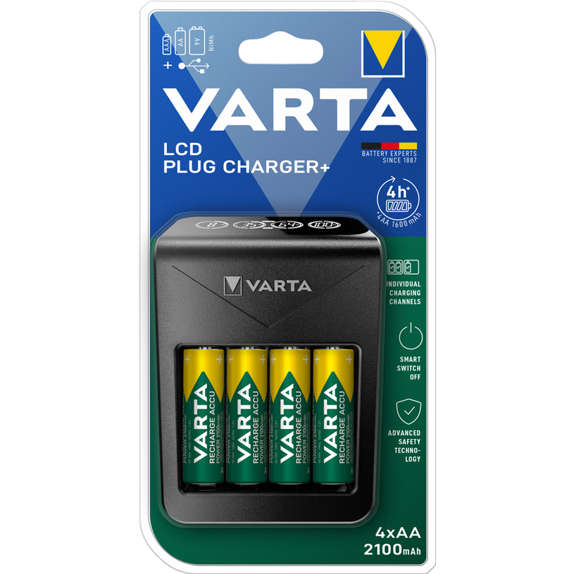 ЗАРЯДНО УСТРОЙСТВО С БАТЕРИИ VARTA LCD PLUG CHARGER AA 2100mAh ЗАРЯДНО УСТРОЙСТВО С БАТЕРИИ VARTA LCD PLUG CHARGER AA 2100mAh