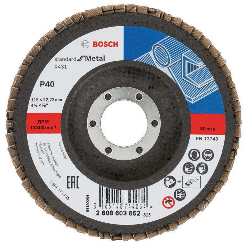 FLAP DISC G40 BOSCH 115x22.23 FLAP DISC G40 BOSCH 115x22.23