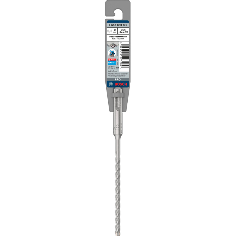 CONCRETE DRILL BIT BOSCH SDS PLUS-5X 5.5X160 CONCRETE DRILL BIT BOSCH SDS PLUS-5X 5.5X160