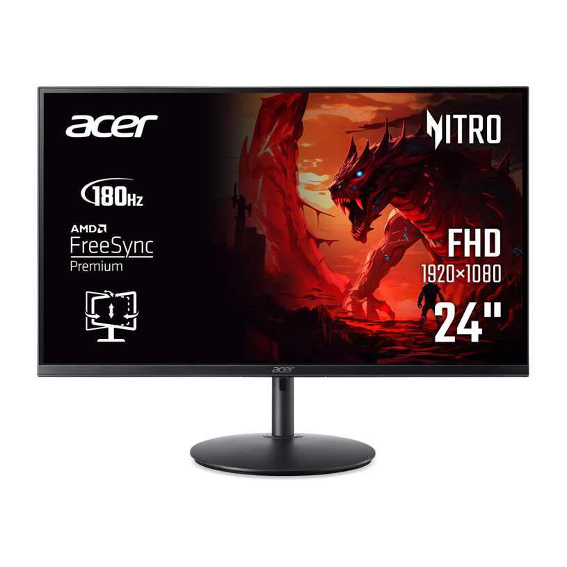 Monitor ACER Nitro XF240YM3biiph UM.QX0EE.315 0.275 мм, 178°/178°, IPS, 23.8 ", 60.5 см, 1920x1080, 180.00 Hz, 4.00 ms, HDMI, DisplayPort, BLACK Monitor ACER Nitro XF240YM3biiph UM.QX0EE.315 0.275 мм, 178°/178°, IPS, 23.8 ", 60.5 см, 1920x1080, 180.00 Hz, 4.00 ms, HDMI, DisplayPort, BLACK