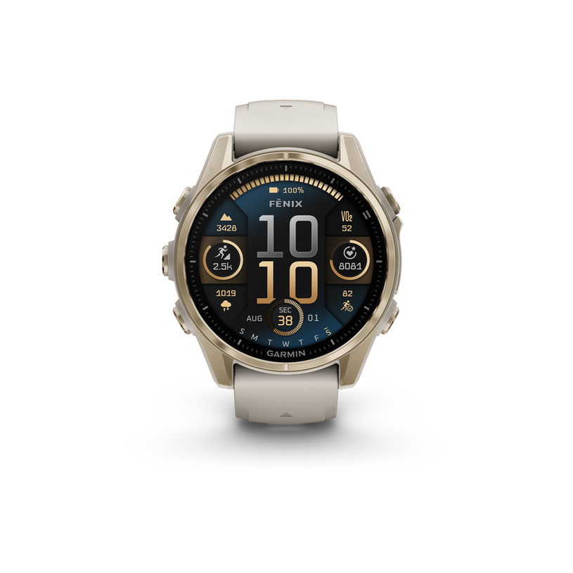 Smart watch GARMIN FENIX 8 AMOLED SAPPHIRE GOLD Gray Silic. Band 010-02903-11 43 MM, GPS, WLAN, HEART RATE MONITOR, SPO2 Smart watch GARMIN FENIX 8 AMOLED SAPPHIRE GOLD Gray Silic. Band 010-02903-11 43 MM, GPS, WLAN, HEART RATE MONITOR, SPO2