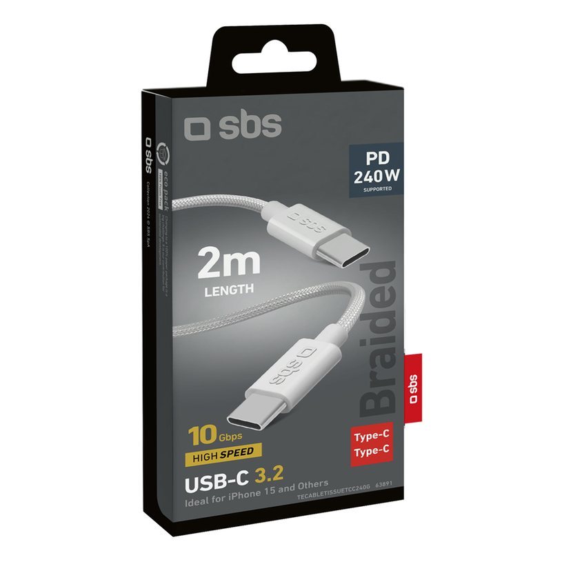 Cable SBS USB-C 3.2 240WPD 2M WH 63891 Cable SBS USB-C 3.2 240WPD 2M WH 63891