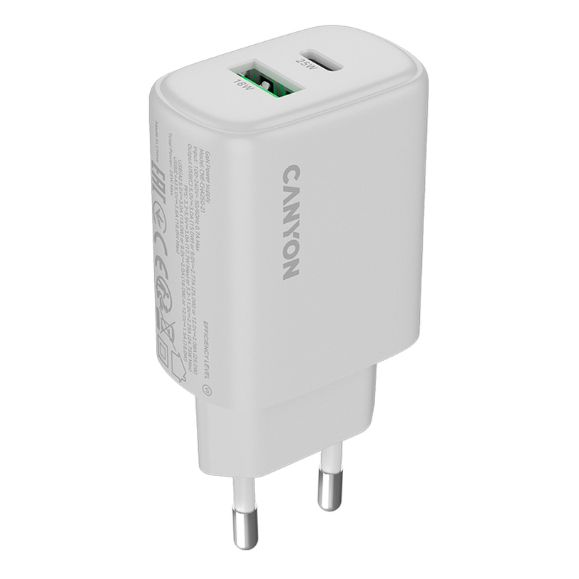 ЗАРЯДНО 220V CANYON 25W WH CNE-CHA250-21 ЗАРЯДНО 220V CANYON 25W WH CNE-CHA250-21