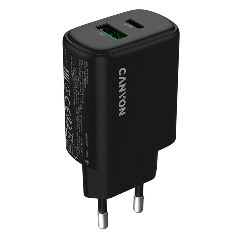 ЗАРЯДНО 220V CANYON 25W BK CNE-CHA250-31 ЗАРЯДНО 220V CANYON 25W BK CNE-CHA250-31