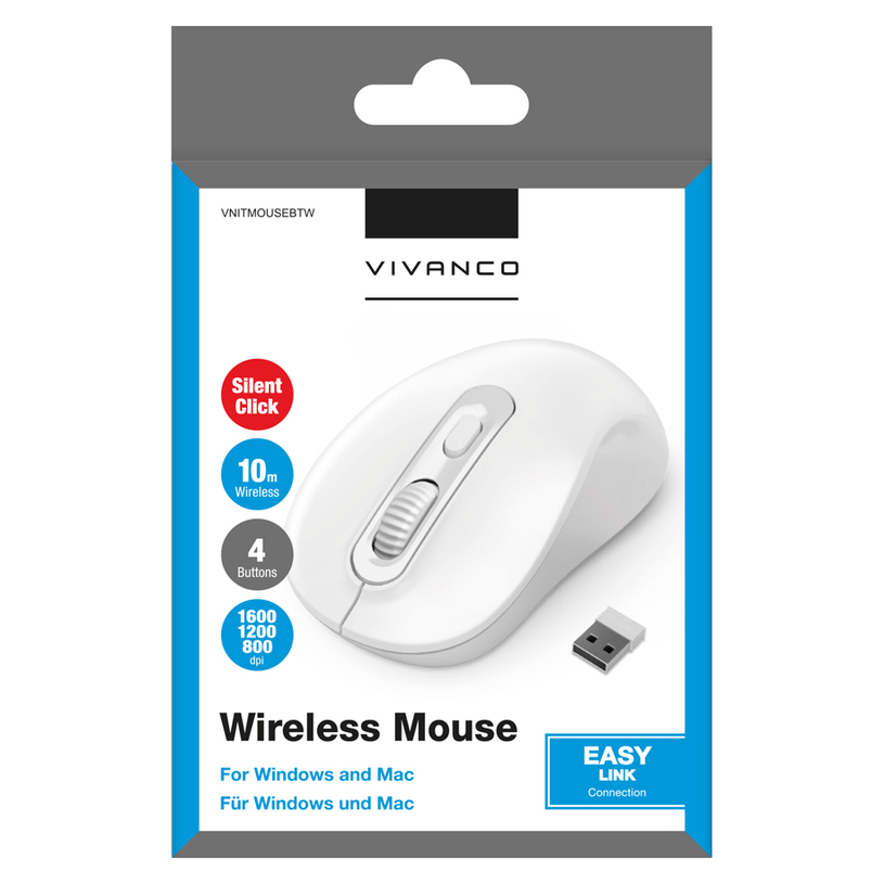 Wireless Mouse VIVANCO 15927 VNITMOUSEBTW WHITE Wireless Mouse VIVANCO 15927 VNITMOUSEBTW WHITE