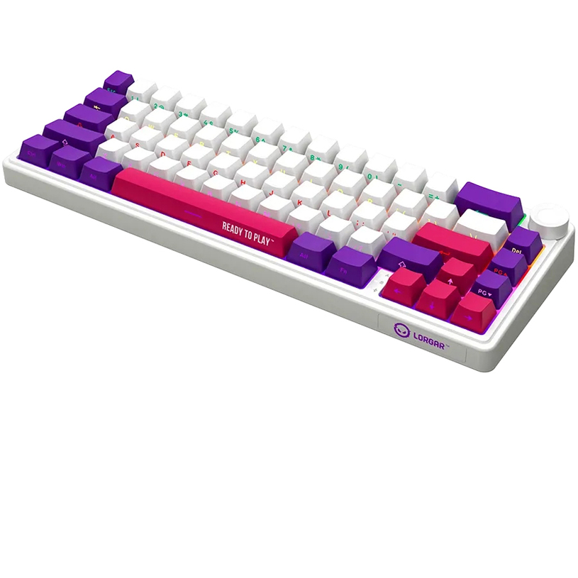 Wireless Keyboard LORGAR BP70MW WHITE PURPLE PINK LRG-KBP70MW-WH-US Wireless Keyboard LORGAR BP70MW WHITE PURPLE PINK LRG-KBP70MW-WH-US