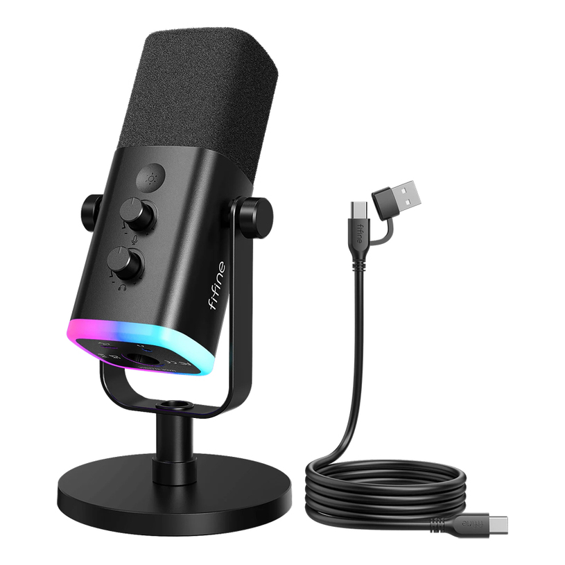 Кардиоиден Микрофон FIFINE AM8 DYNAMIC RGB BLACK USB/XLR, RGB Кардиоиден Микрофон FIFINE AM8 DYNAMIC RGB BLACK USB/XLR, RGB