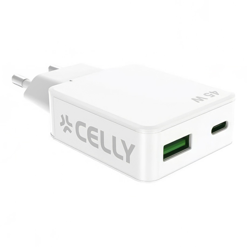 ЗАРЯДНО 220V CELLY 45W GaN USB-A/USB-C S ЗАРЯДНО 220V CELLY 45W GaN USB-A/USB-C S