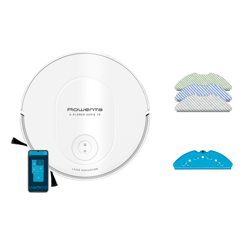 Vacuum cleaner robot 2 in 1 dry and wet cleaning ROWENTA X-PLORER SERIE 70 RR8477WH ANIMAL & AI CLEANING WITH A MOP, WI-FI CONTROLLER Vacuum cleaner robot 2 in 1 dry and wet cleaning ROWENTA X-PLORER SERIE 70 RR8477WH ANIMAL & AI CLEANING WITH A MOP, WI-FI CONTROLLER