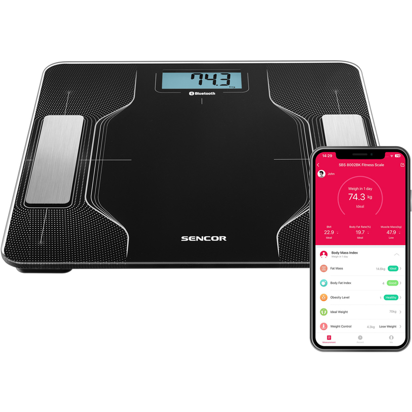 Диагностична везна SENCOR SBS 8002BK с Bluetooth и приложение Sencor HOME