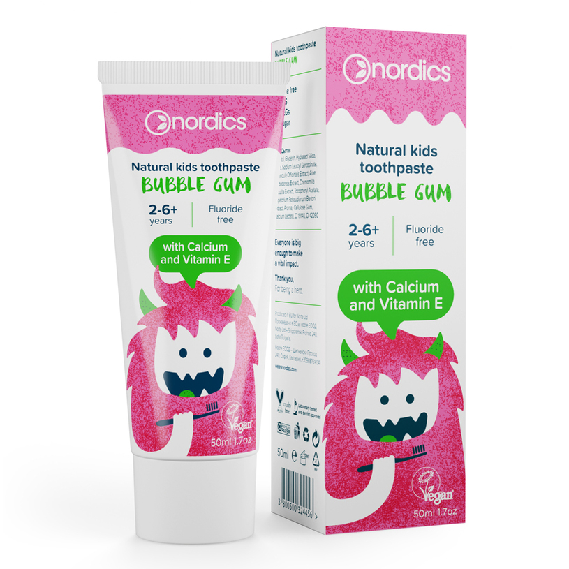 ДЕТСКА ПАСТА ЗА ЗЪБИ NORDICS BUBBLE GUM ДЕТСКА ПАСТА ЗА ЗЪБИ NORDICS BUBBLE GUM
