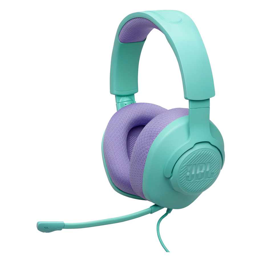 Геймърски слушалки JBL Quantum 100M2 CYAN, с кабел, over-ear, свалящ се микрофон