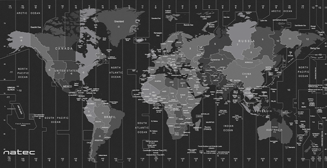 Monochrome world map print